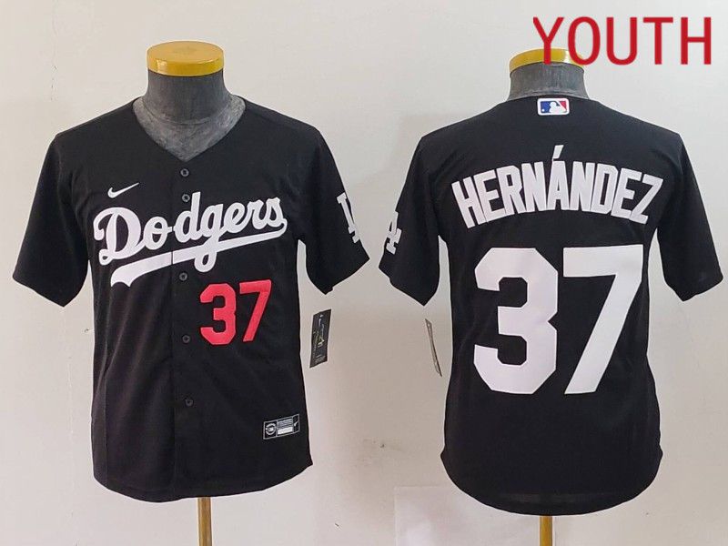 Youth Los Angeles Dodgers #37 Hernandez Black Nike Game 2024 MLB Jersey style 7242->youth mlb jersey->Youth Jersey